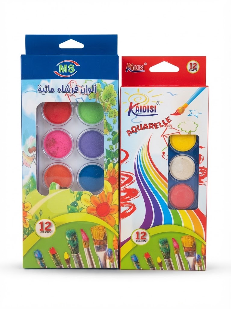 ألوان مائية مع فرشاة